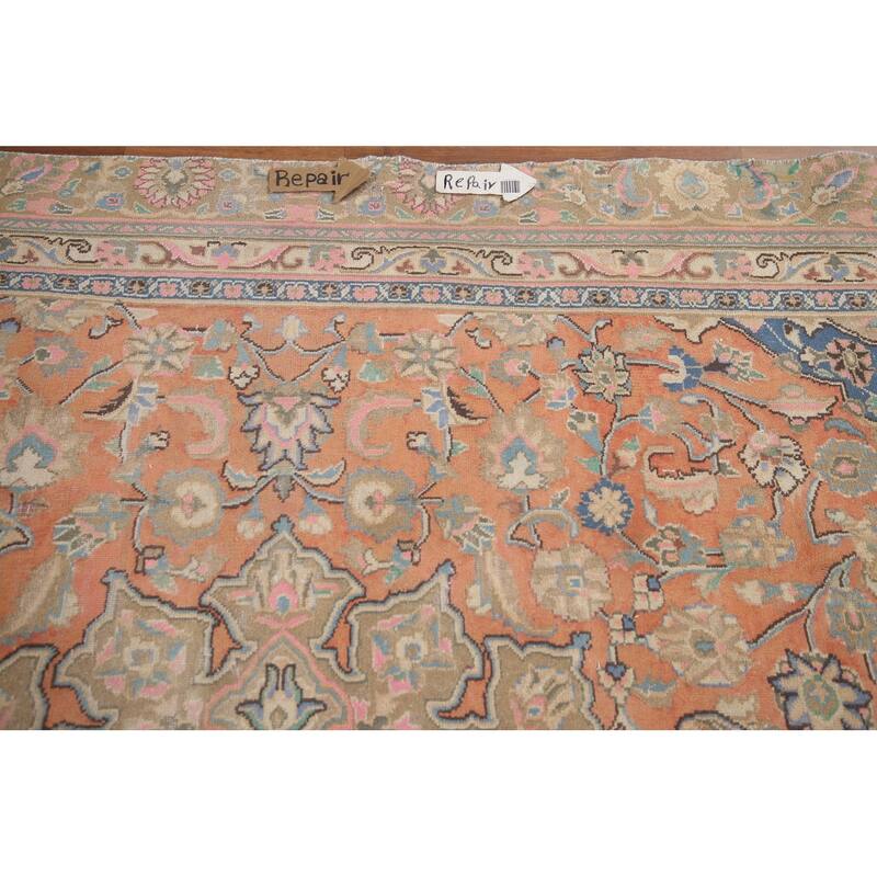 Hand Knotted Oriental 100% Wool Carpet Traditional Floral Oranges & Rust Mashad Area Rug - 11' 2'' X 8' 1''
