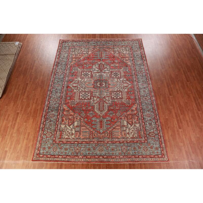 Vegetable Dye Heriz Serapi Oriental Large Rug Handmade Wool Carpet - 10'2"x 14'1"