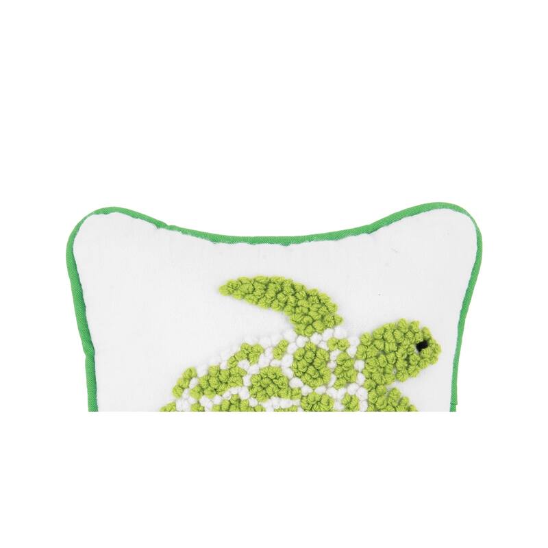 Green Turtle French Knot Throw Pillow