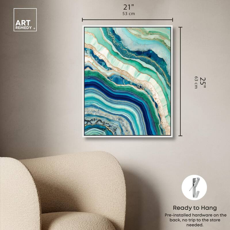 Blue Green Abstract Agate II Canvas by Art Remedy
