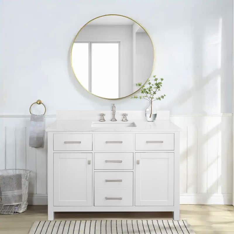PROOX Freestanding Bathroom Vanity Engineer Stone with Ceramic Rectangular Sink