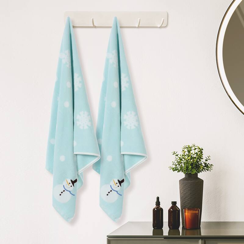 Cotton 2 Piece Bath Towel Set, Highly Absorbent and Quick Dry Cartoon Pattern Towels for Bathroom 28" x 56"