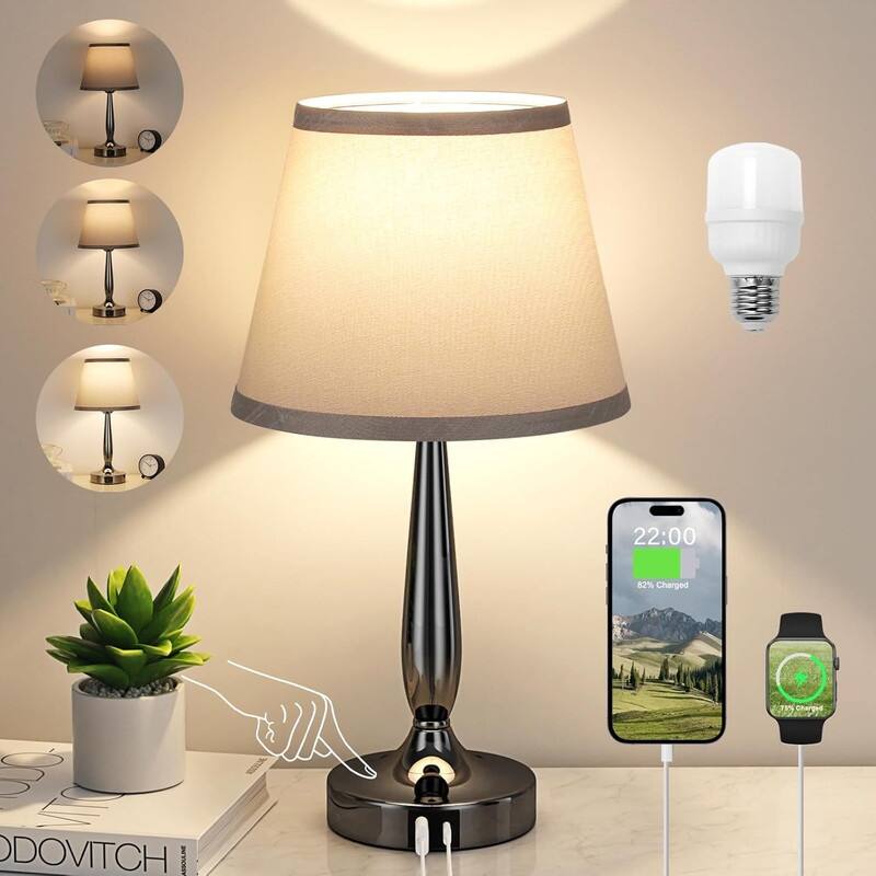Touch Table Lamp for Bedroom, Small Bedside Lamp