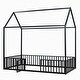 preview thumbnail 6 of 12, Black Twin Size Metal House Bed with Fence, Roof and Door for Kids, Boys and Girls, Bedroom