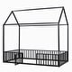 preview thumbnail 6 of 26, Cabin Style Twin Size House Platform Bed,Sturdy Metal Bed with Roof,Metal Fence Around Bed with Door