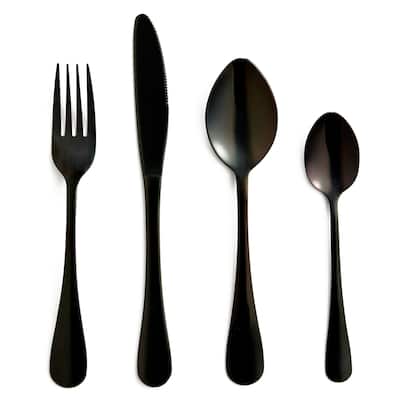 Flatware Stainless Steel Onyx Black 16PC Set - None
