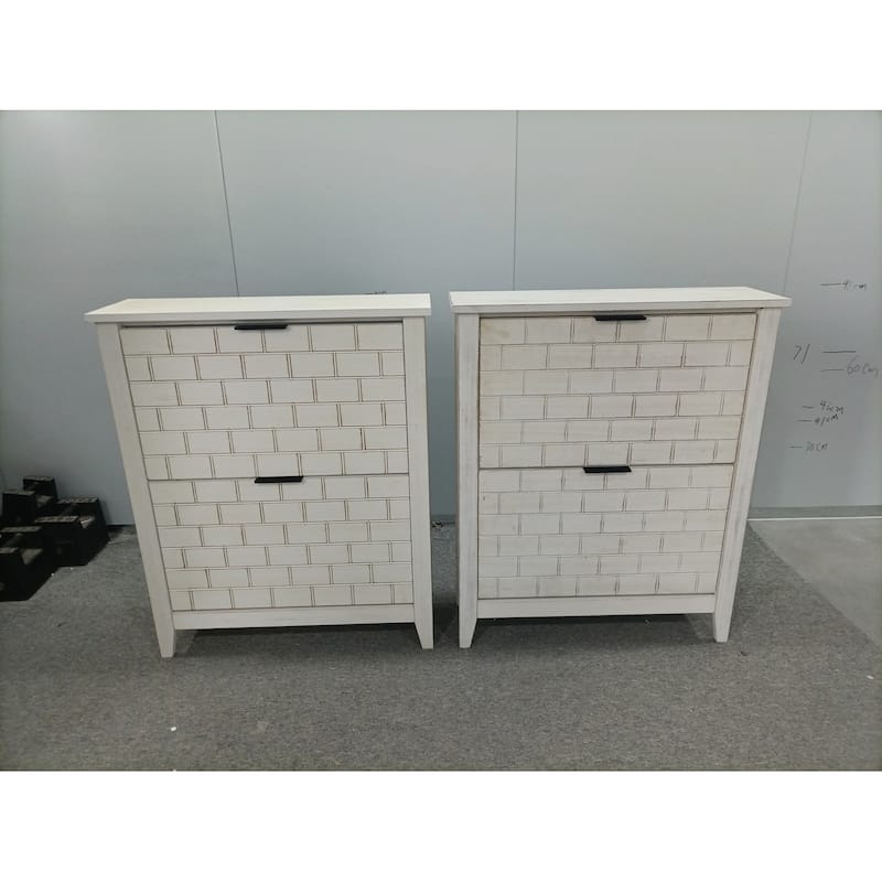 Retro White Shoe Storage Cabinet with 2 Flip Drawers for Hallway and Entryway