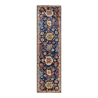 Serapi One-of-a-Kind Hand-Knotted Runner Rug - Blue, 2' 8" x 9' 9" - 2' 8" x 9' 9"