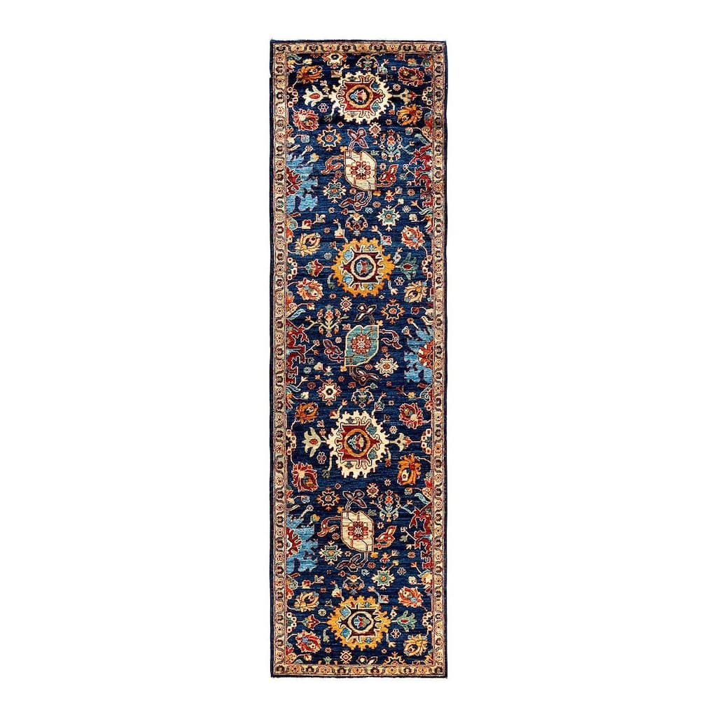 Serapi One-of-a-Kind Hand-Knotted Runner Rug - Blue, 2' 8" x 9' 9" - 2' 8" x 9' 9"