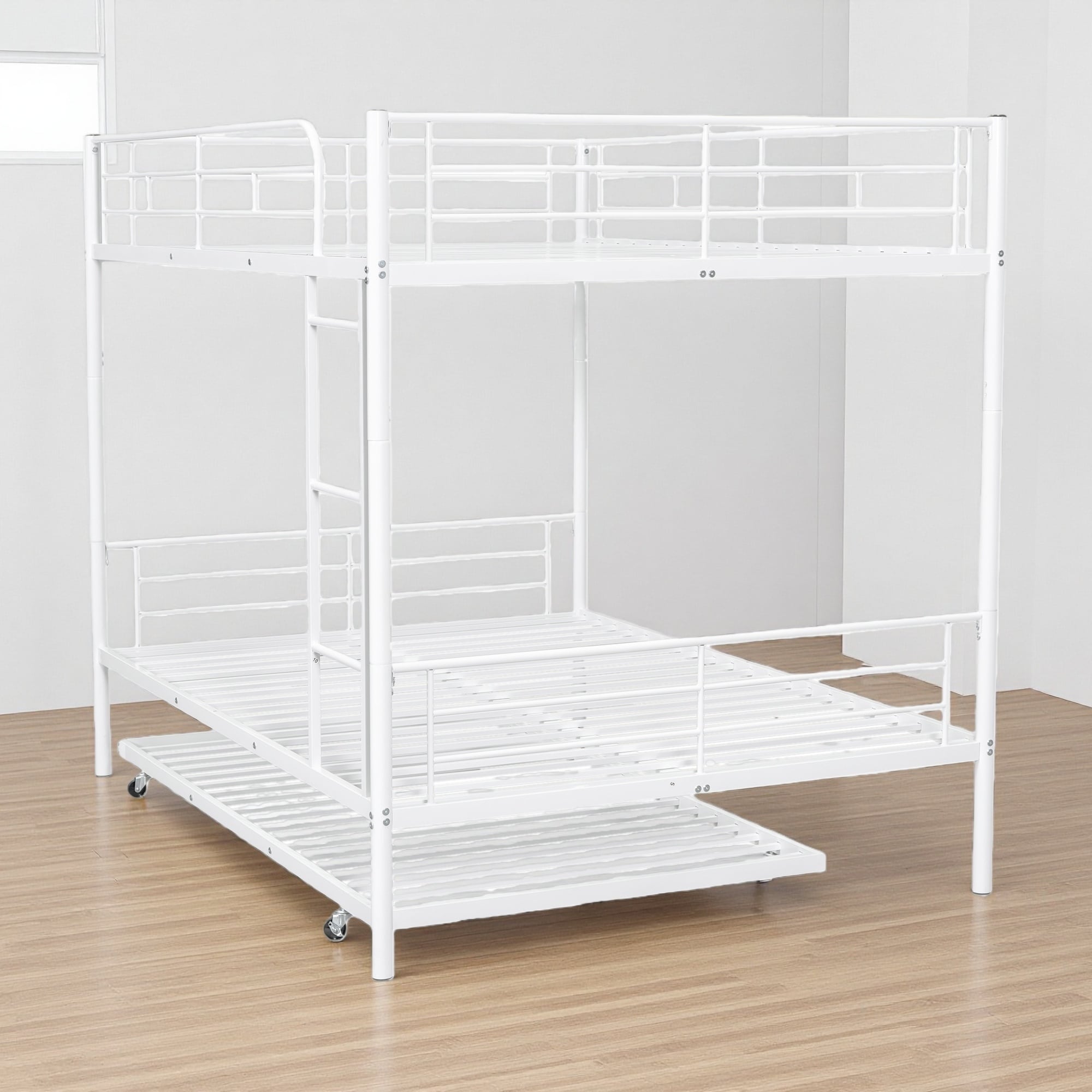 Full Over Full Iron Bunk Bed with Trundle
