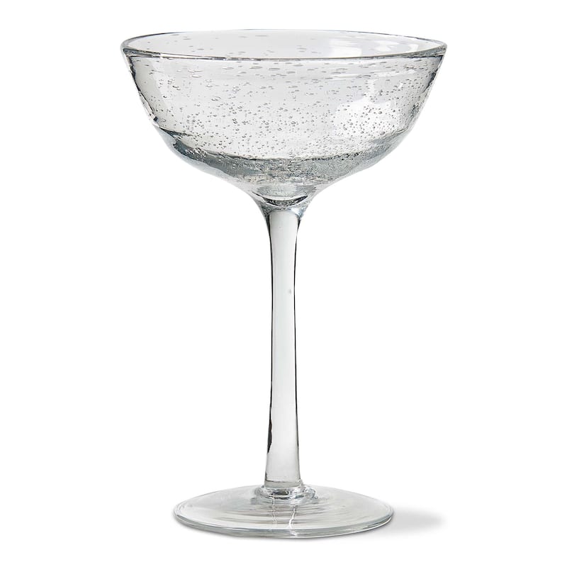 Bubble Glass Coupe Wine Glasses - Clear Drinkware, 7oz Capacity, Hand Wash Only, 6.5" H x 4.5" L x 4.5" W, Set of 2