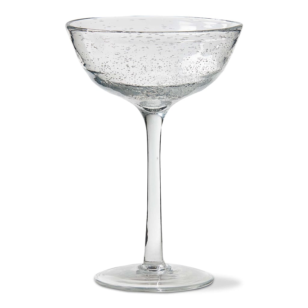 Bubble Glass Coupe Wine Glasses - Clear Drinkware, 7oz Capacity, Hand Wash Only, 6.5" H x 4.5" L x 4.5" W, Set of 2