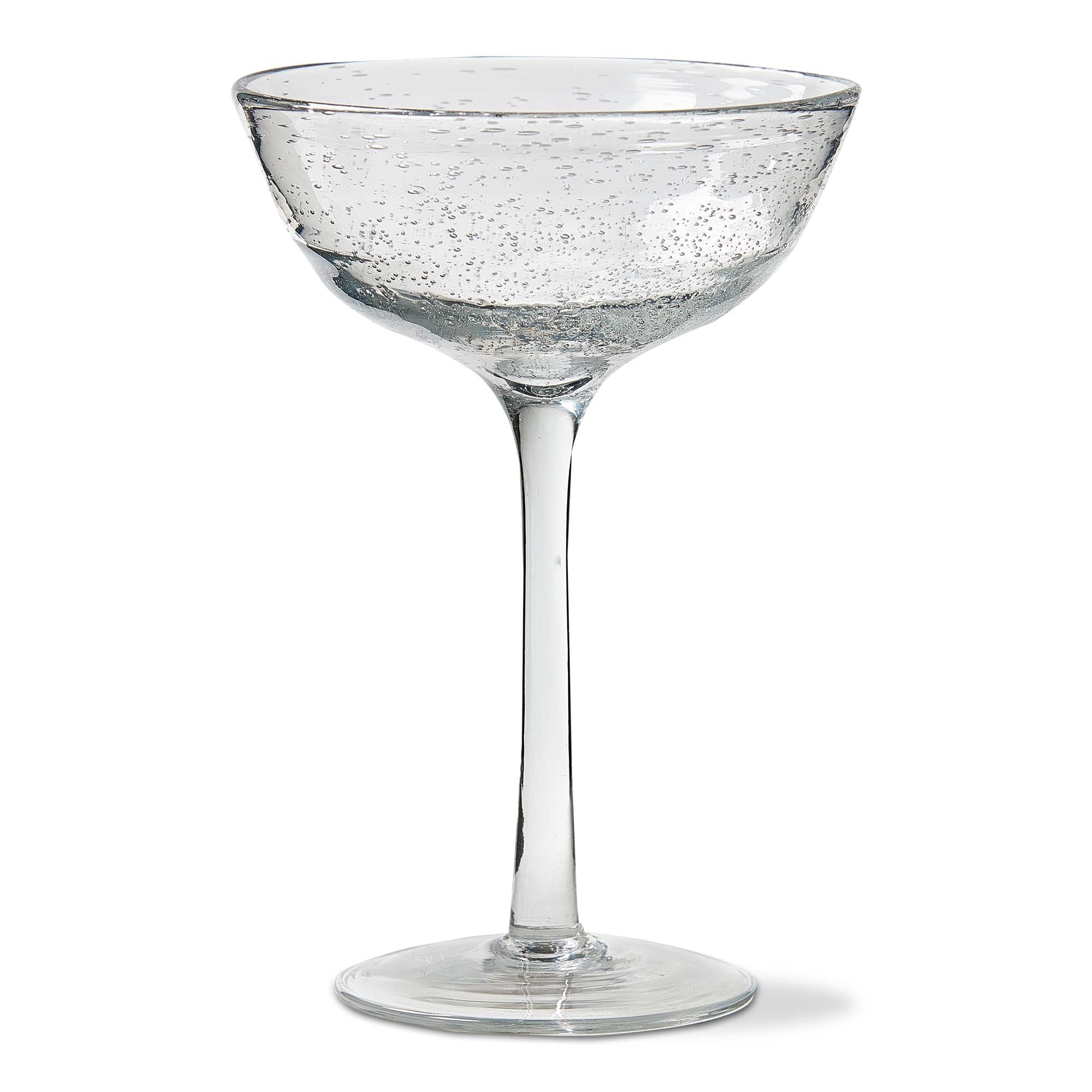Bubble Glass Coupe Wine Glasses - Clear Drinkware, 7oz Capacity, Hand Wash Only, 6.5" H x 4.5" L x 4.5" W