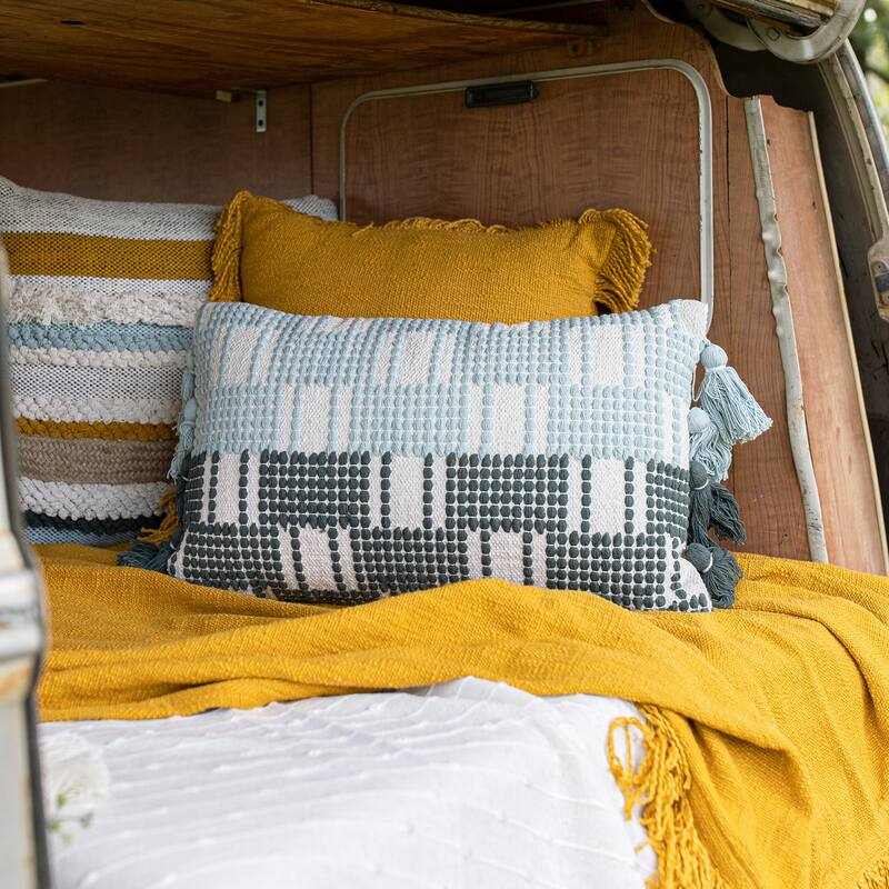 Foreside Home & Garden Tasseled Lumbar Filed Pillow