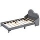 preview thumbnail 2 of 10, Grey Twin Size Upholstered Platform Bed with Cloud-Shaped Headboard