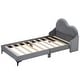 preview thumbnail 6 of 10, Twin Size Upholstered Platform Bed with Cloud-Shaped Headboard, Beige - Sturdy & Comfortable Design