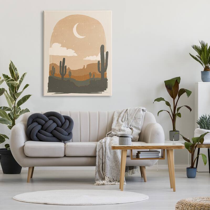 Stupell Arid Desert Cactus Under Night Sky Stretched Canvas Wall Art, Design by Janelle Penner