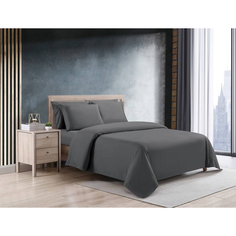 Kathy Ireland Cool Max 6 Piece Ultra Soft Sheet Set - Twin - Dark Grey