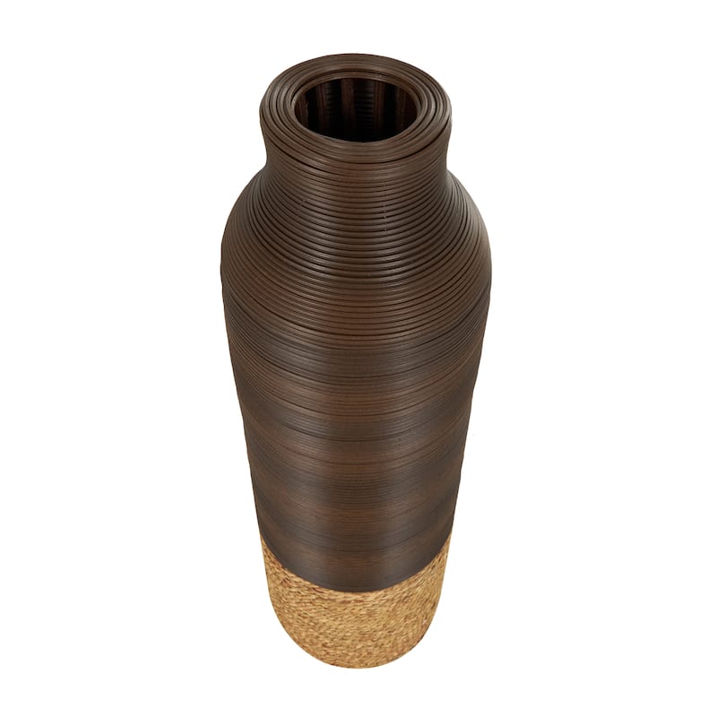 Artisan Dark Brown Seagrass Handmade Vase