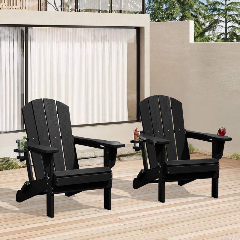 Foldable HDPE Adirondack Chair with Dual Cup Holders
