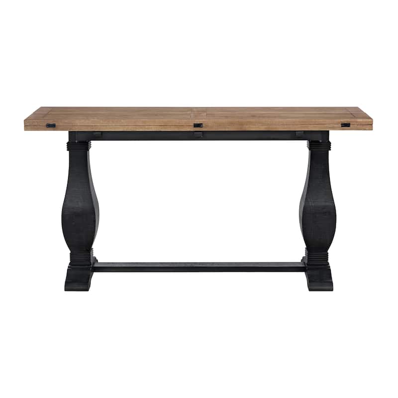 Napa 60" Solid Wood Pedestal Flip-top Sofa Console Table