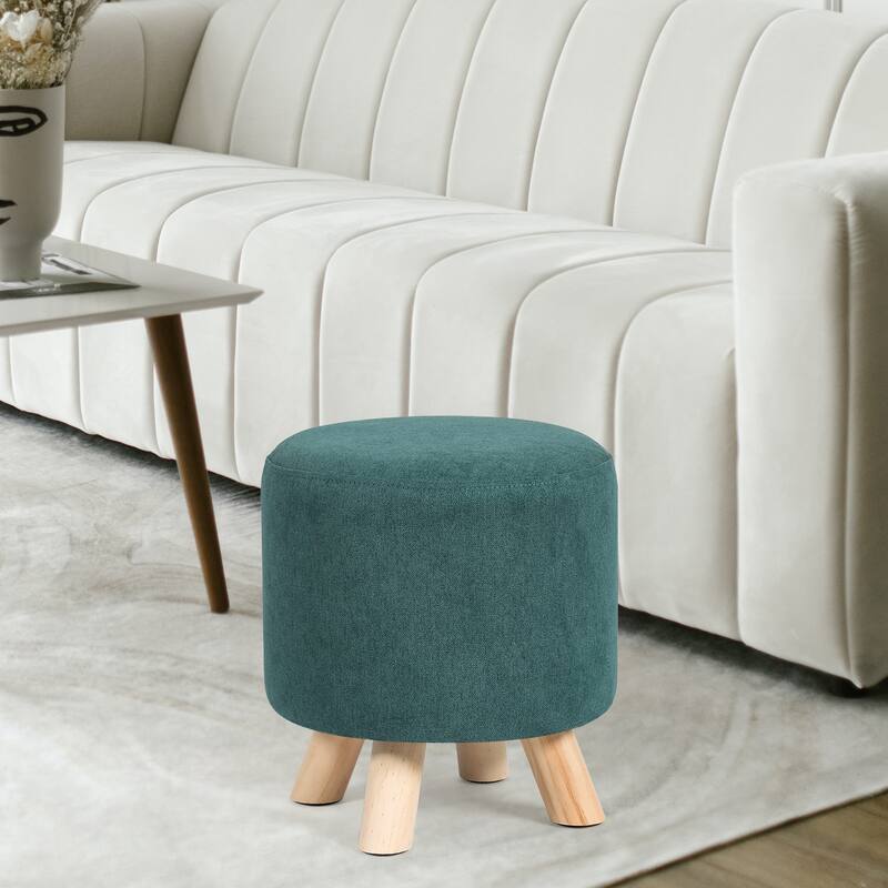 Adeco Round Ottoman Footrest Upholstered Padded Pouf