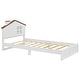 preview thumbnail 33 of 46, Bedroom Solid Wood Platform Bed House-Shaped Headboard Walnut Roof with LED Window Bed Frame Platform No Box Spring Needed