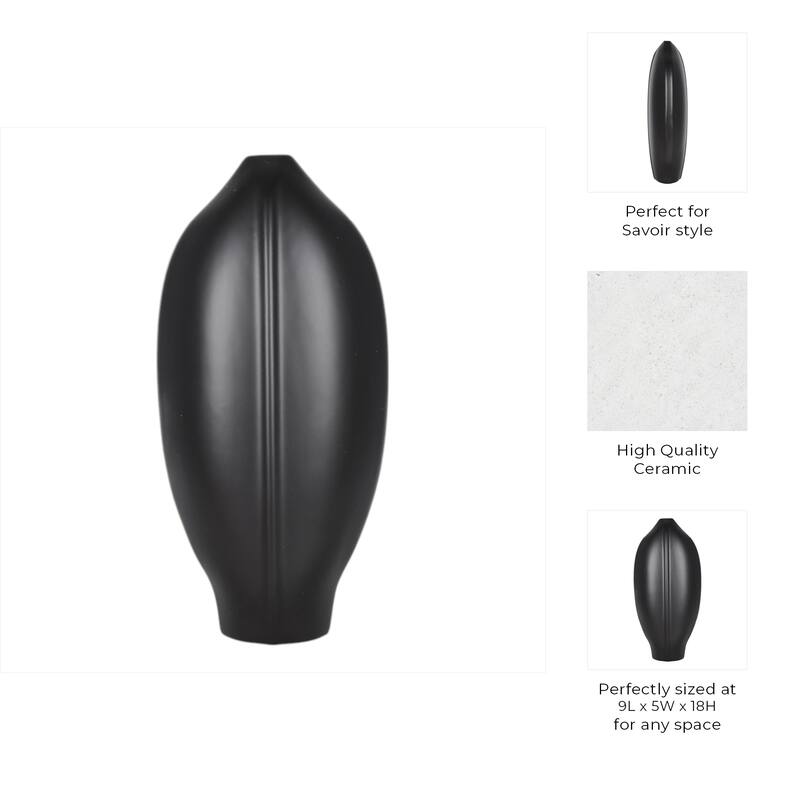 Modern Ceramic Decorative Vase with Sculpted Wavy Textured Design