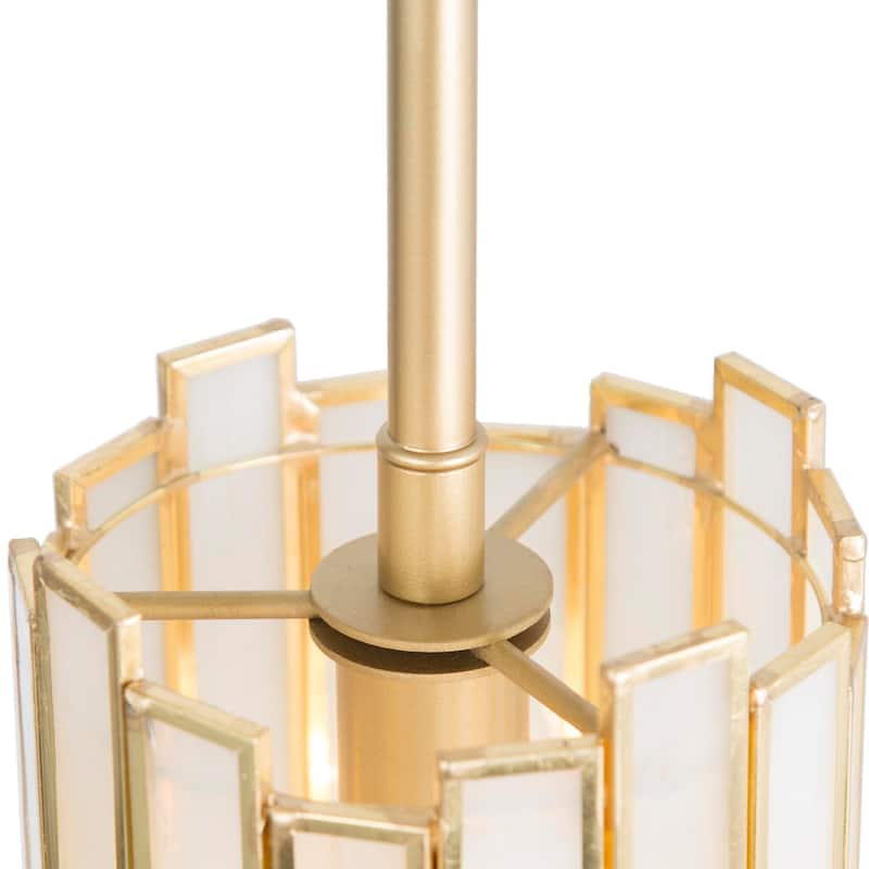 Modern Black Gold 1-Light Pendant Cylinder Glass Kitchen Island Light for Dining Room