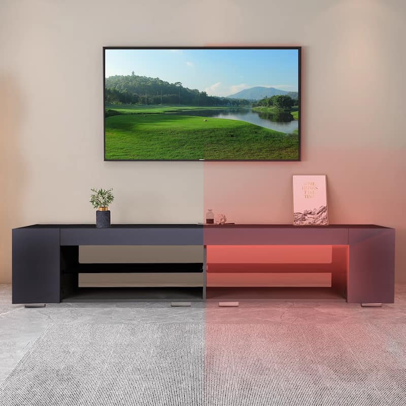 LED TV Stand Modern Entertainment Center with Storage High Gloss Gaming