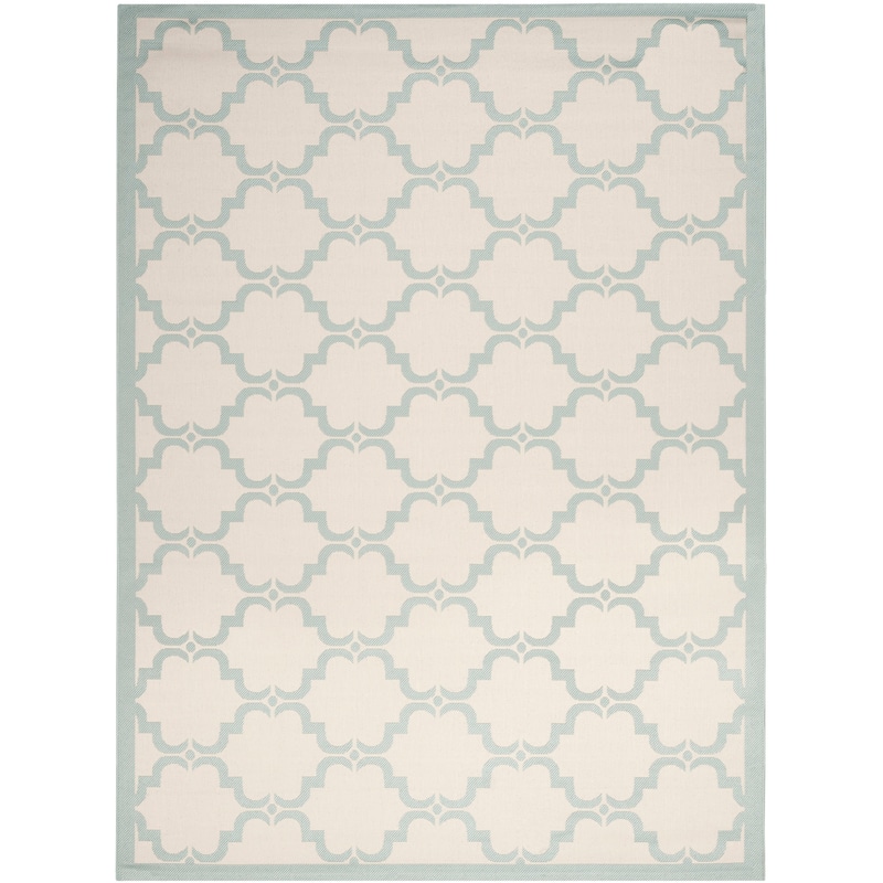 SAFAVIEH Courtyard Charleen Indoor/ Outdoor Waterproof Patio Backyard Rug - 8' x 11' - Beige/Aqua