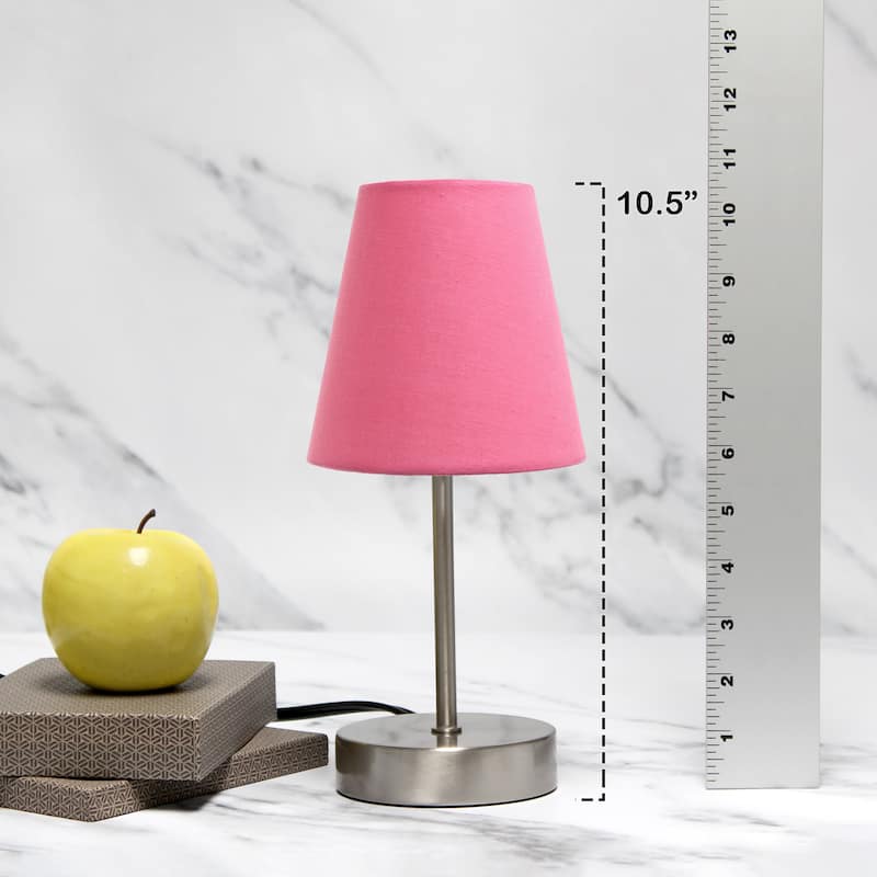 10.5" Petite Metal Stick Lamp in Sw Nickel w Fabric Shade