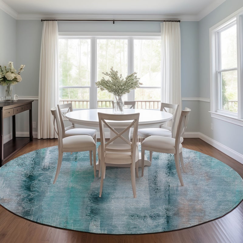 Machine Washable Indoor/ Outdoor Modern Imprints Chantille Rug