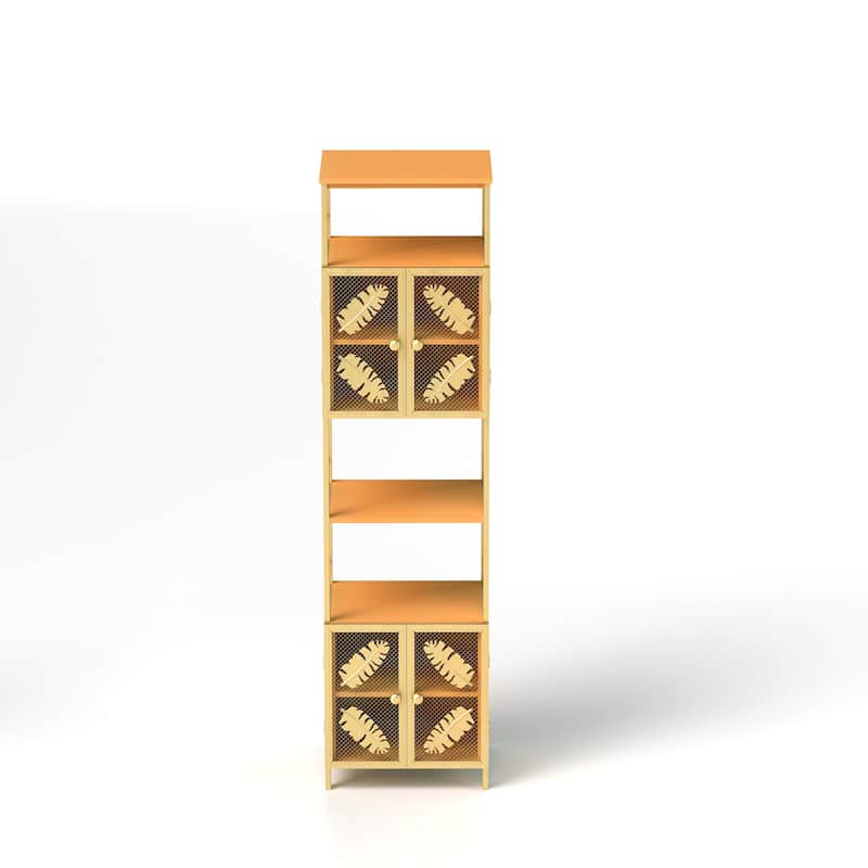 Floor Storage Cabinet, Freestanding Cabinet with Open Compartments