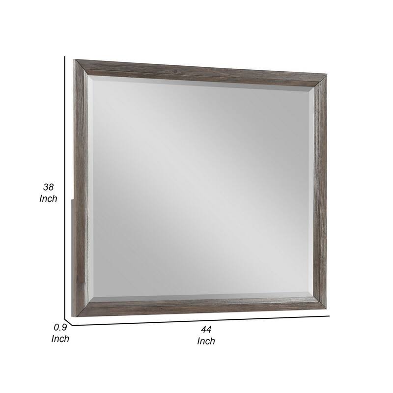 Wali 38 x 44 Dresser Mirror, Beveled, Rectangular Tempered Glass, Gray