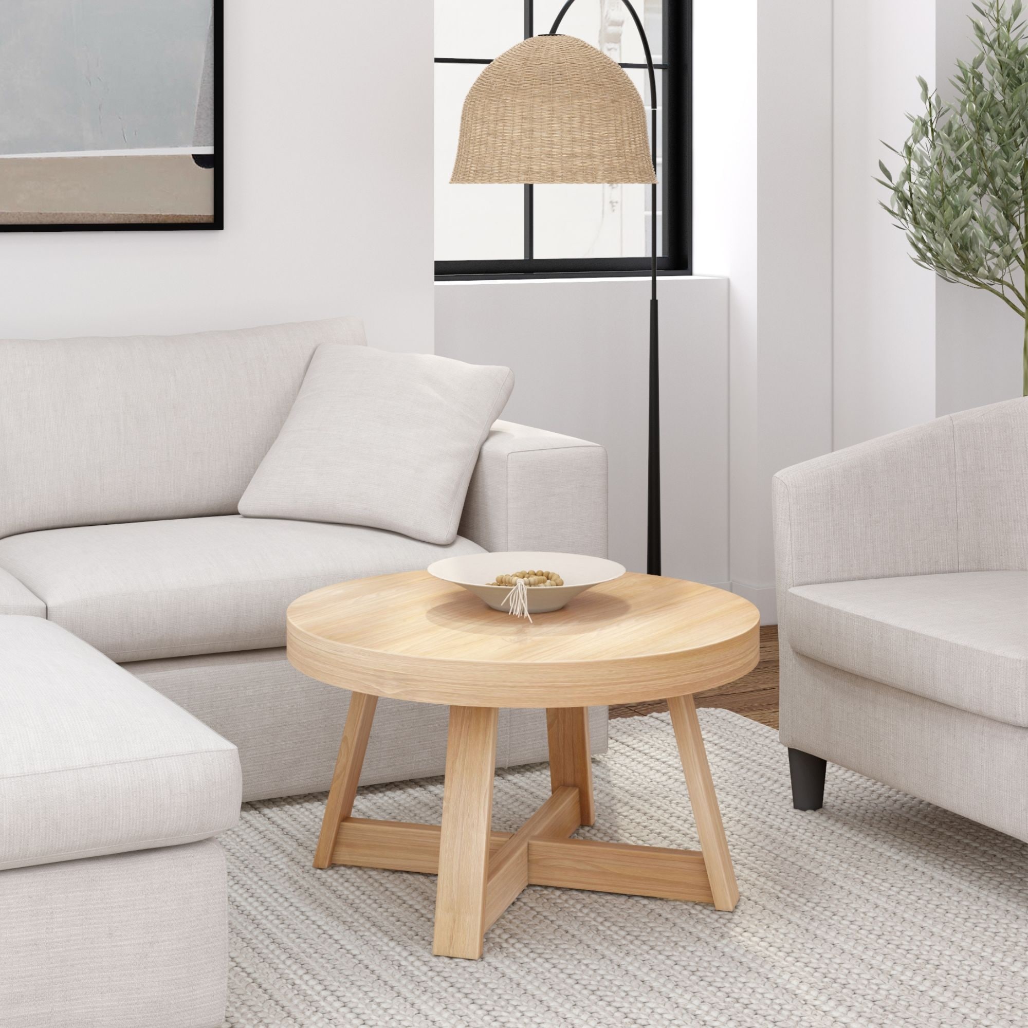Classic 30-inch Round Solid Wood Coffee Table