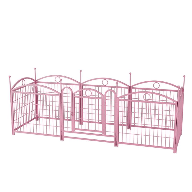 24" Dog Pen 8 Panel Dog Playpen Indoor Outdoor Metal Puppy Pet Fence Portable Folding Animal Exercise Fence