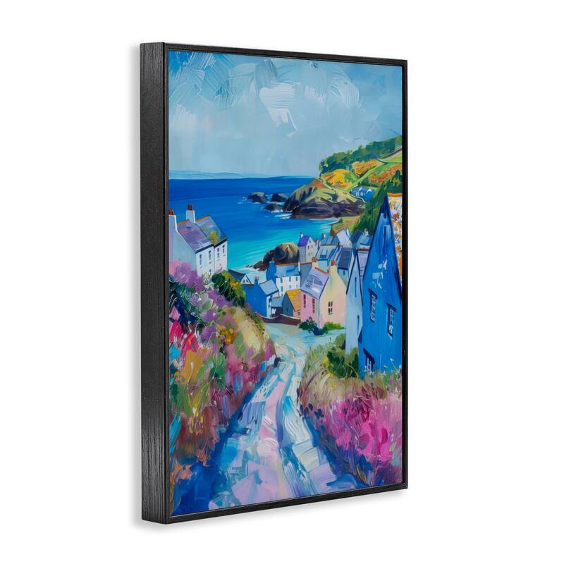 Stupell Seaside Town Overlook Framed Giclee Art Design By LSR Design Studio
