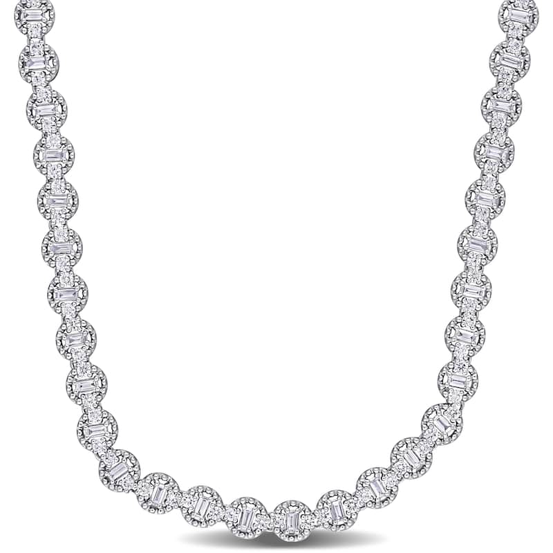 Miadora 14k or 18k White Gold Diamond Necklace 4 to 15 3/8ct TDW