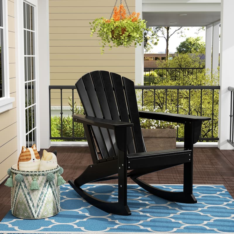 Laguna Hdpe All Weather Outdoor Patio Rocking Chair - Black