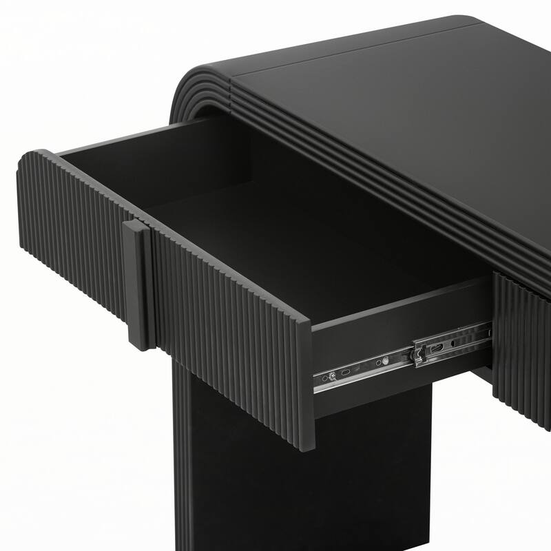 Modern Console Table with 2 Storage Drawers(Black)
