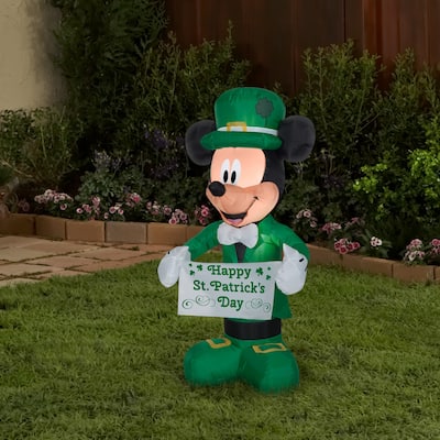 Gemmy Airblown Inflatable St. Patrick's Day Mickey Mouse, 3.5 ft Tall, green - 42.13x19.69x23.23