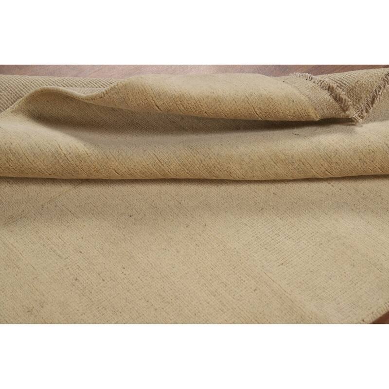 Solid Gabbeh Oriental Rug Hand-Knotted Wool Carpet - 3'7"x 7'3"