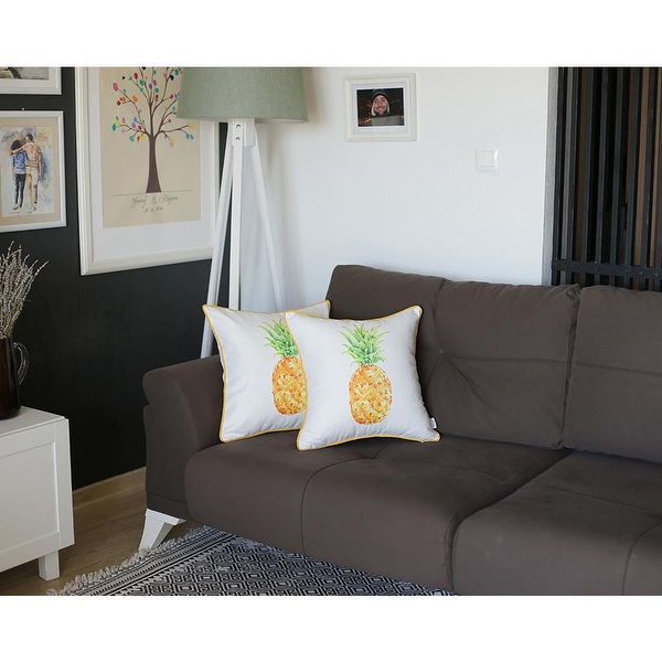 Tropical Pineapple Throw Pillow Covers Set of 2 On Sale Bed