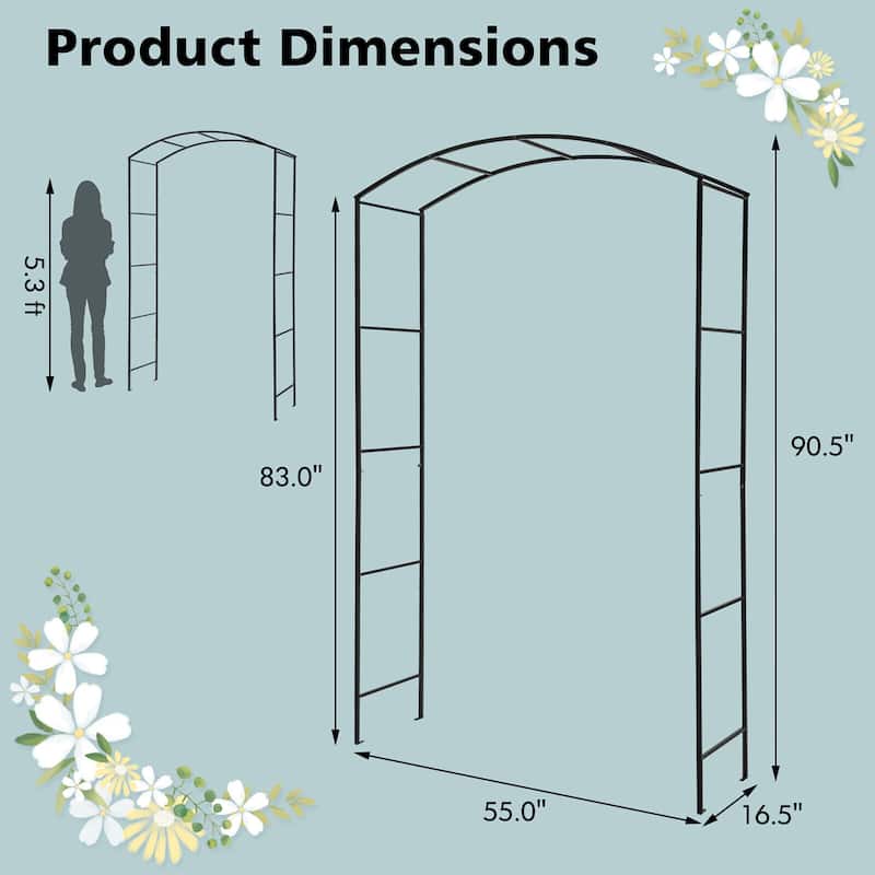 Gymax Garden Arch Arbor Trellis 7.5 ft Patio Pergola Plant Stand Rack