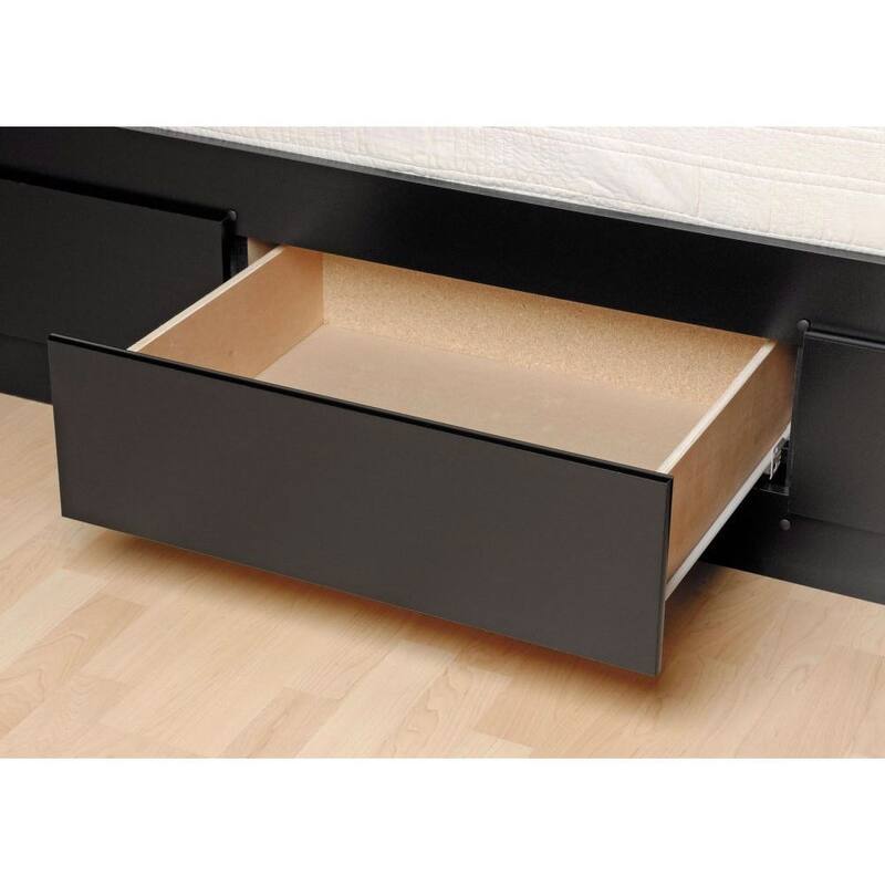 Black Wooden Twin XL Platform Bed Frame with 3 Storage Drawers Perfect for Dorms