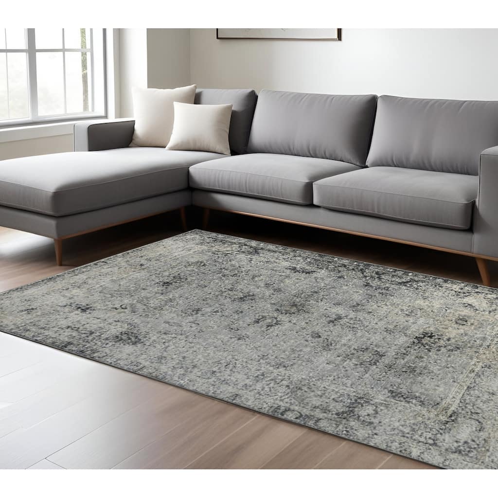 HomeRoots Floral Medallion Transitional Rectangle Area Rug