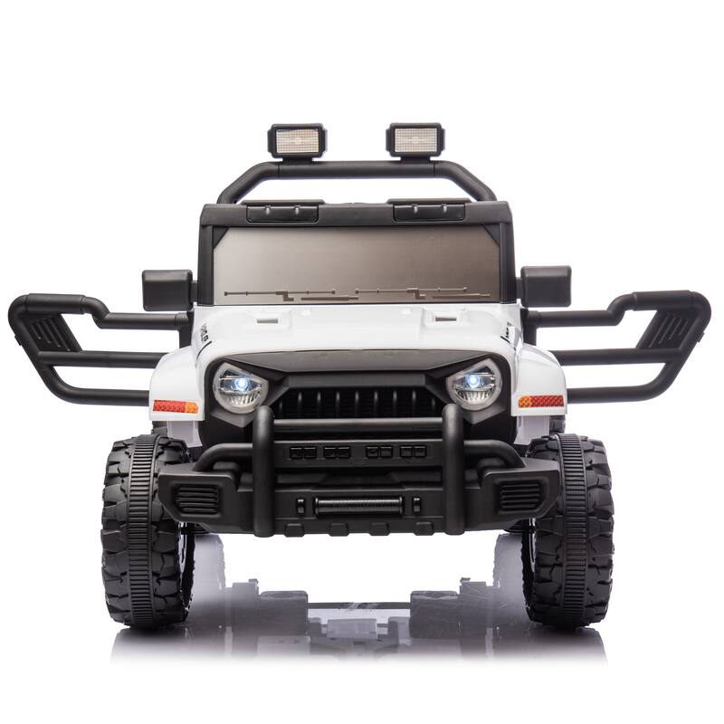 Ride on Truck Car with Removable Steering Wheel, Electric Car for Kids with LED Lights, Tan Battery Powered Electric Car