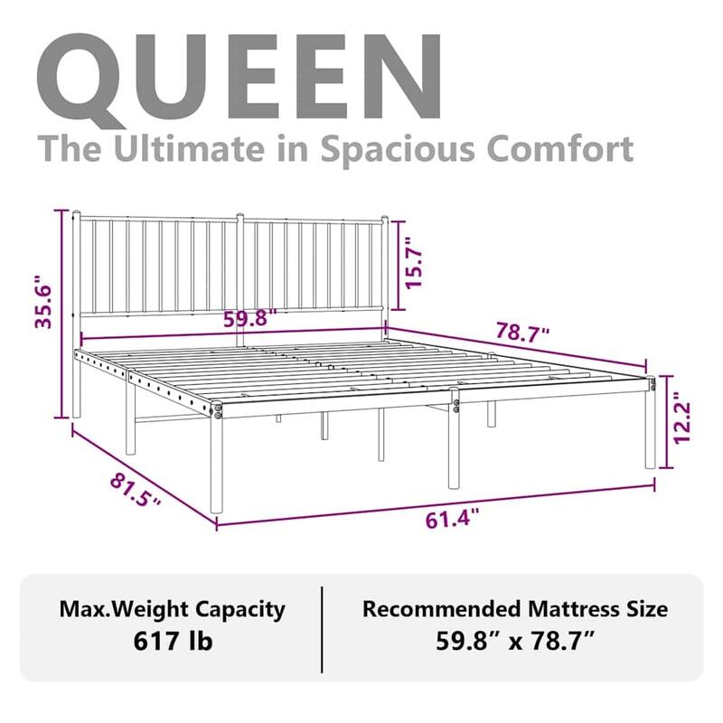 vidaXL Metal Bed Frame, No Mattress