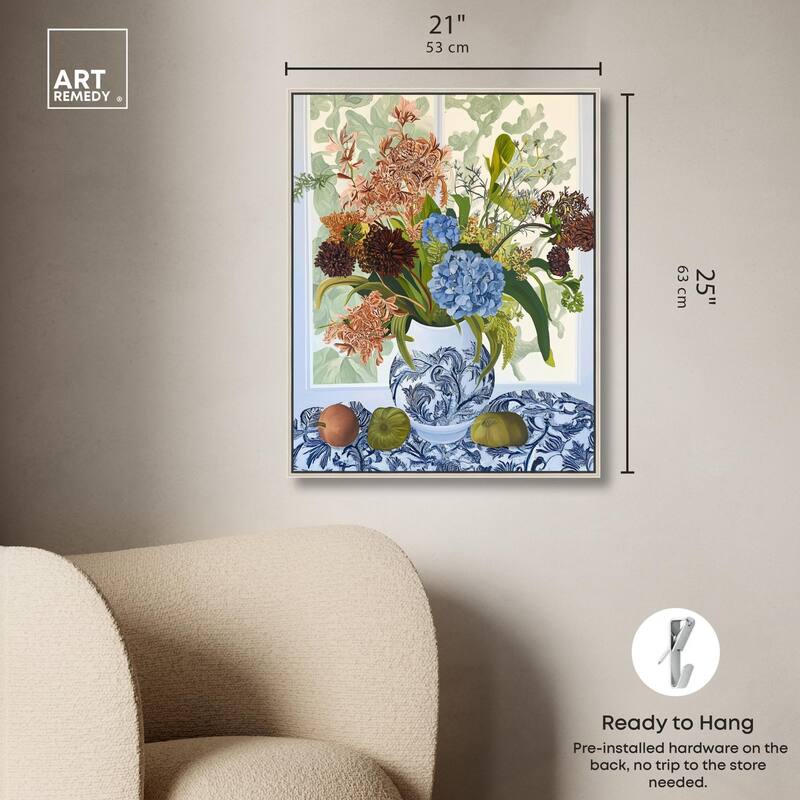 Blue Vase Bounty Canvas by Art Remedy